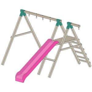 Dubbele schommel - ladder - glijbaan