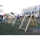 Double swing, climbing wall, climbing net construction