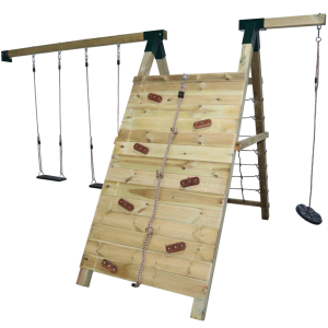 Aanbouw Dubbele schommel klimwand klimnet